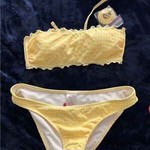 Xhilaration yellow seersucker Bikini 
Medium